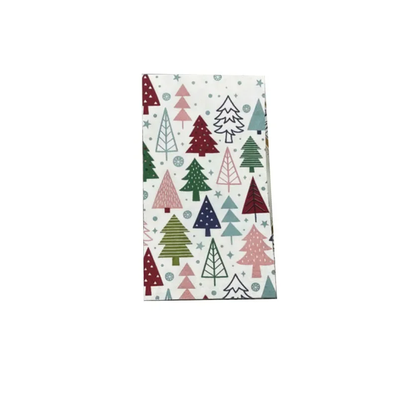 16pcs/Pac 33*40cm Colourful Printed Napkins 3 Layers Rectangle Christmas Tree Napkins Party Square Tissue Wooden Pulp Paper