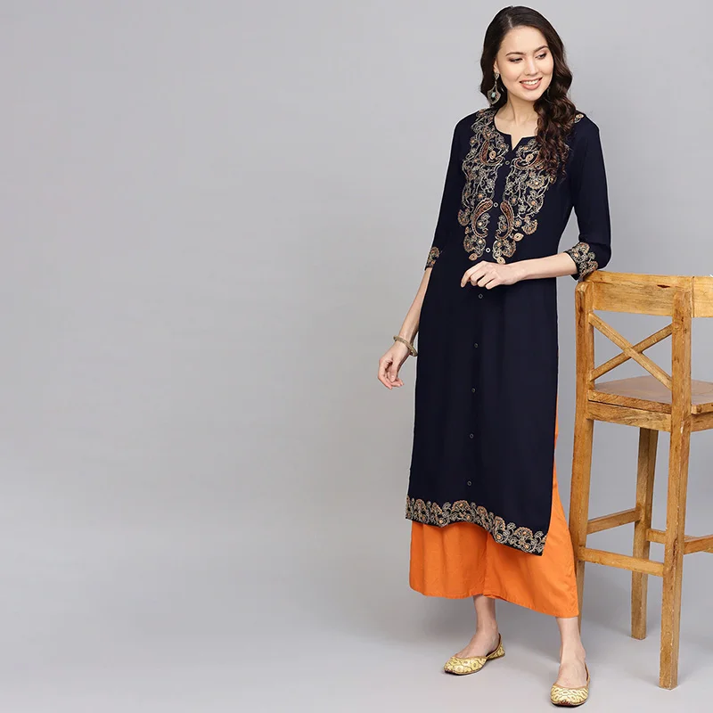LIGHT BLUE SHORT KURTA PANT SET – Designer Clothing for Women – Block  Printed & Designer Ethnic Wear for Women |
