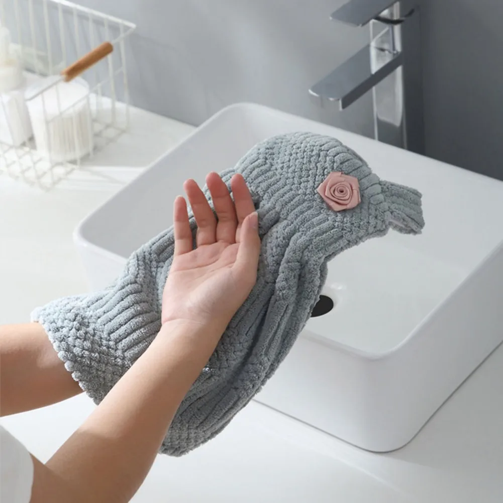 Cute Dress Hand Towels Coral Velvet Hand Towel Wall Mounted Quick-dry Absorbent Handkerchief Dress Hand Towel Kitchen Bath Towe