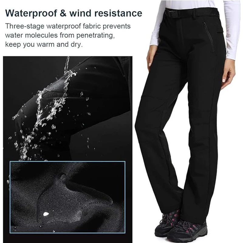 TRVLWEGO Women Hiking Pants Camping Climbing Hunting Trekking Trousers Softshell Waterproof Winter Super Warm Windproof Clothes for hiking pants