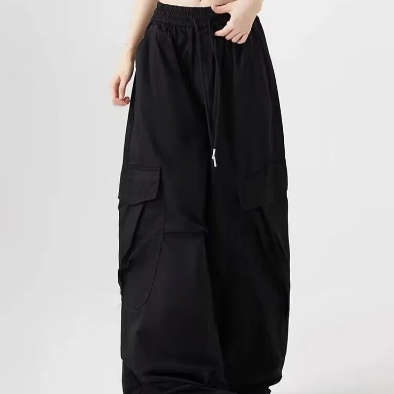 Women Workwear Pants Baggy Pants Baggy Trouser Woman Colthing Thin High-waisted Pockets Drawstring Y2k Streetwear Chic Design