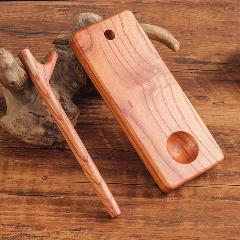 Tea Tree Pipe Holder Solid Wood Vertical Type Holder Long Handle Reading Pipe Display 1 Position Smoking Fittings