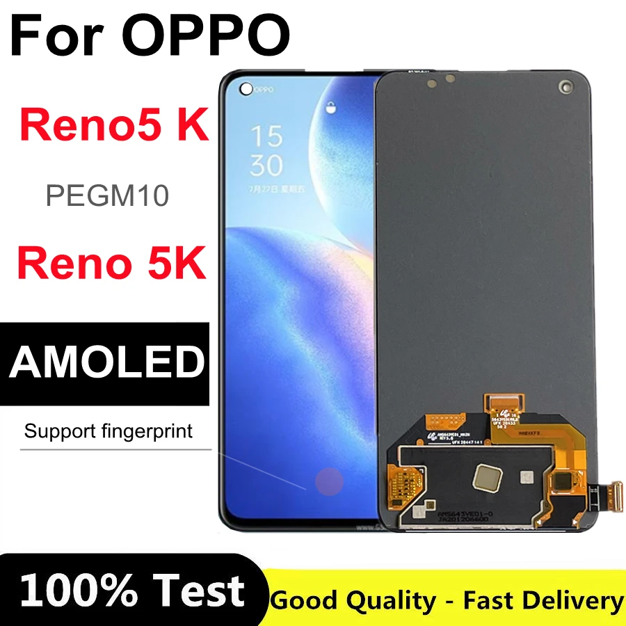 

6.43" AMOLED For Oppo Reno5 K PEGM10 LCD Display Touch Screen Digitizer Assembly For OPPO Reno5 K Reno 5K LCD