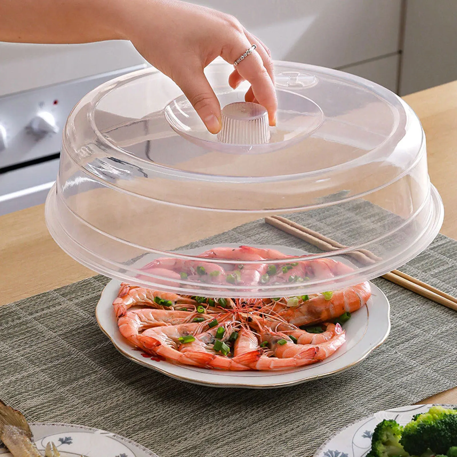 Transparent Round Plastic Bowl Lid Refrigerator Microwave Oven Cover