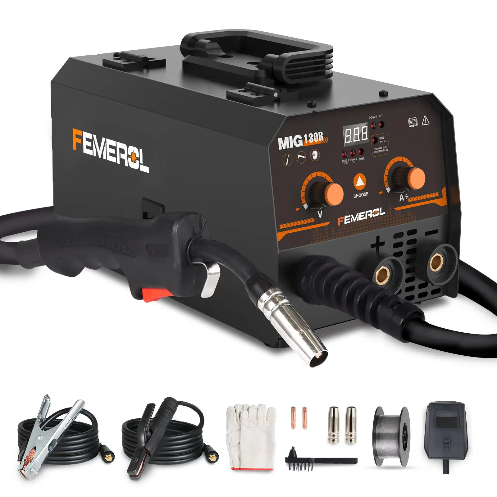 FEMEROL 2 In 1 MIG Welding Machine 130A Portable Gasless Stick ARC MIG Welder 110A IGBT Synergic Flux Core MIG Welder