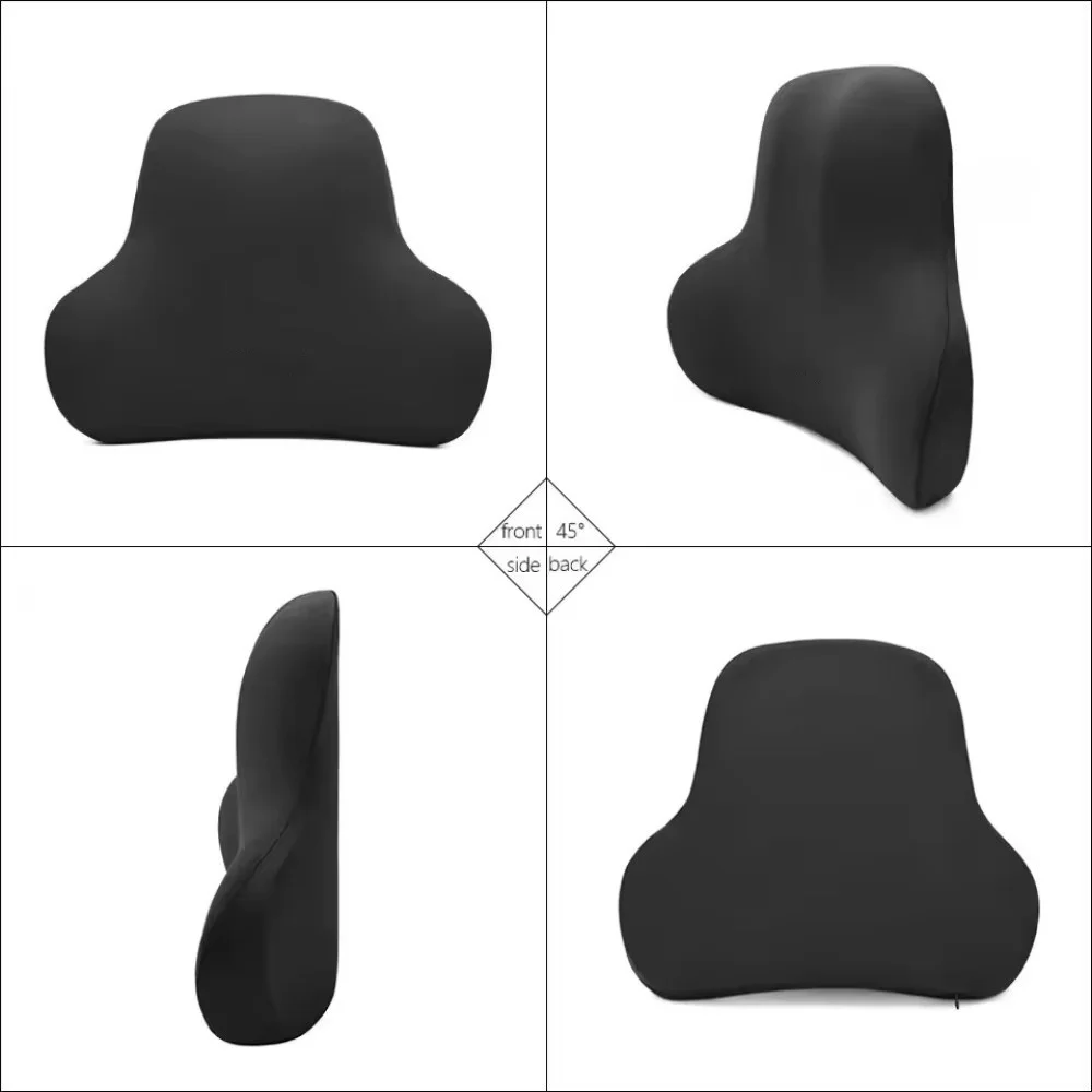 Ergonomic Car Seat Neck and Lumbar Support Cushion - Black Pillow for Enhanced Comfort