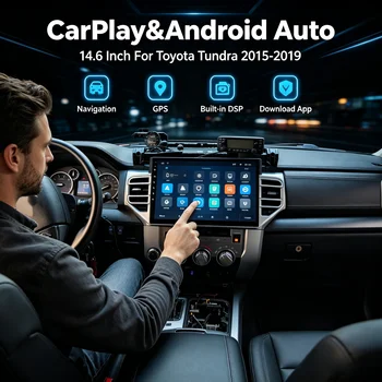 Autoradio Android Auto con GPS e Navigazione per Toyota Tundra 2015-2019, Sistema Multimediale CarPlay, Schermo da 14.6 Pollici, Registratore e Unità di Controllo