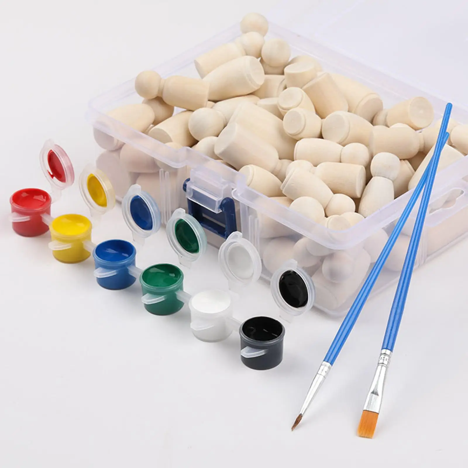 Set Bambole Di Legno Peg Woohome - 71 Pezzi Non Finiti Per Pittura Fai Da Te, 8 Stili Diversi