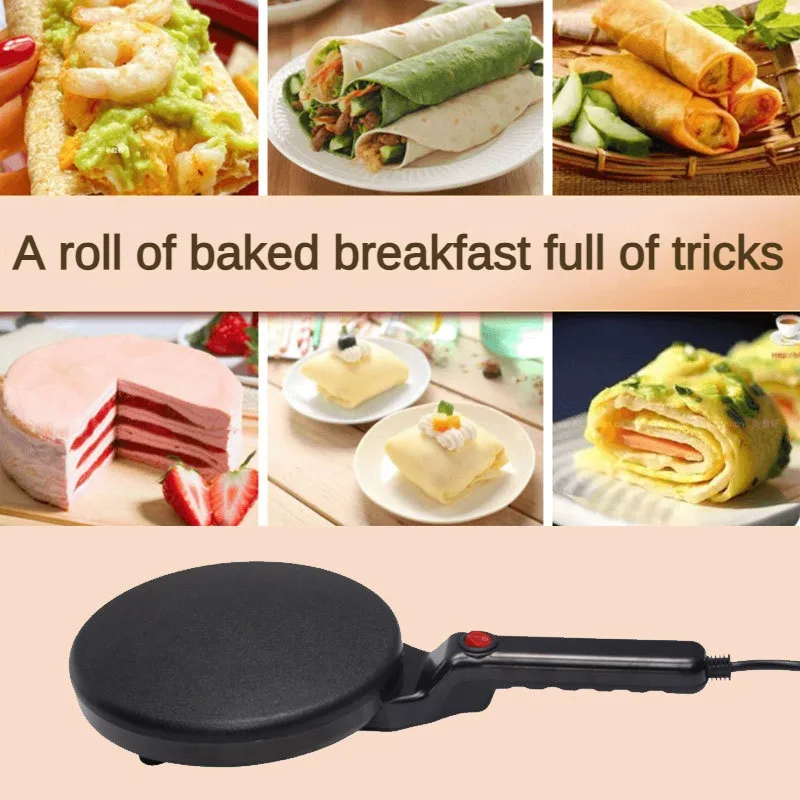 Electric Pancake Pan Maker Spring Roll Skin Mini Waffle Machine 700W Cake Bake Non-Stick Coating Send Egg Basin Whisk 2