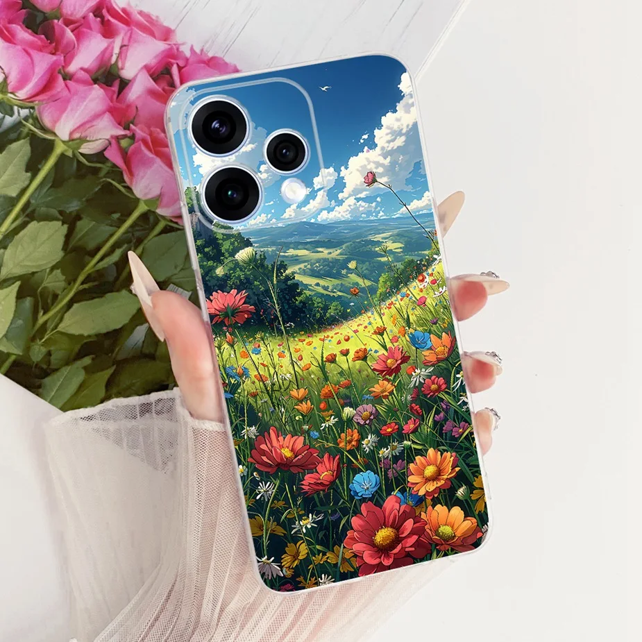 Colorful Flowers Painted Soft Slim Phone Case