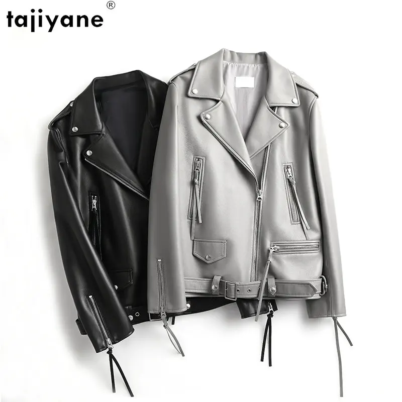 

Tajiyane Real Leather Jacket Women Genuine Sheepskin Leather Coat Women high quality Leather Jackets Mid-length veste cuir femme