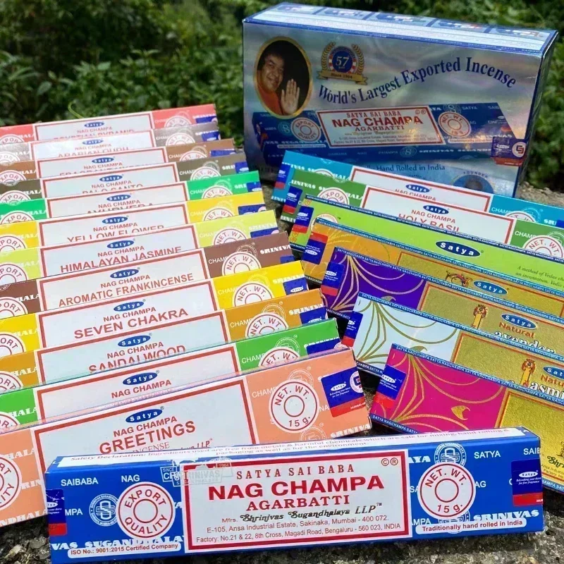 5Box Nag Champa Collezione Di Incenso Indiano Satya Bastoncini Fatti A Mano Con Sei Gusti Aromi Medicinali Rinfrescanti Per La Meditazione Domestica