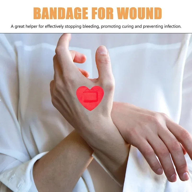 Medical Bandaids 20pcs/set Red Heart Band Aid Waterproof Breathable Wound Plasters Heart Shaped Children Kids Skin Patch Concert Body Stickers