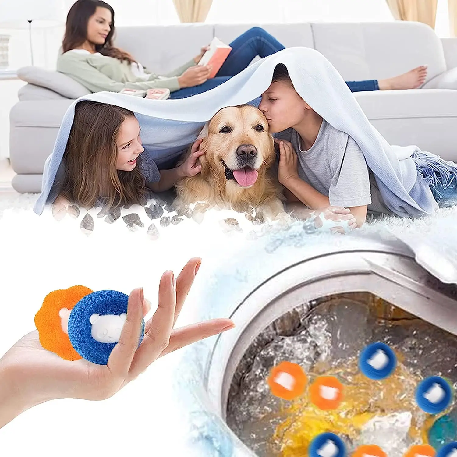 Magic Laundry Ball Kit Reusable Pet Clothes Hair Remover Washing Machine Cat Dog Hair Catcher Cleaning Tool
