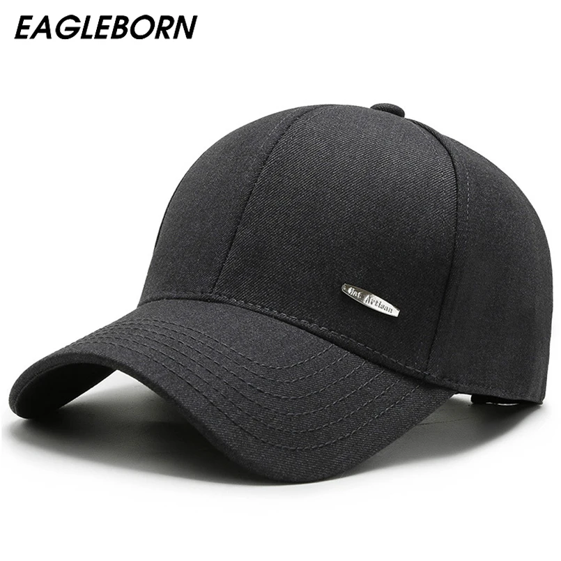 

EAGLEBORN New Spring Men 100% Baseball Cap Snapback Solid Hats for Men High Quality Baseball Black Dad Hats