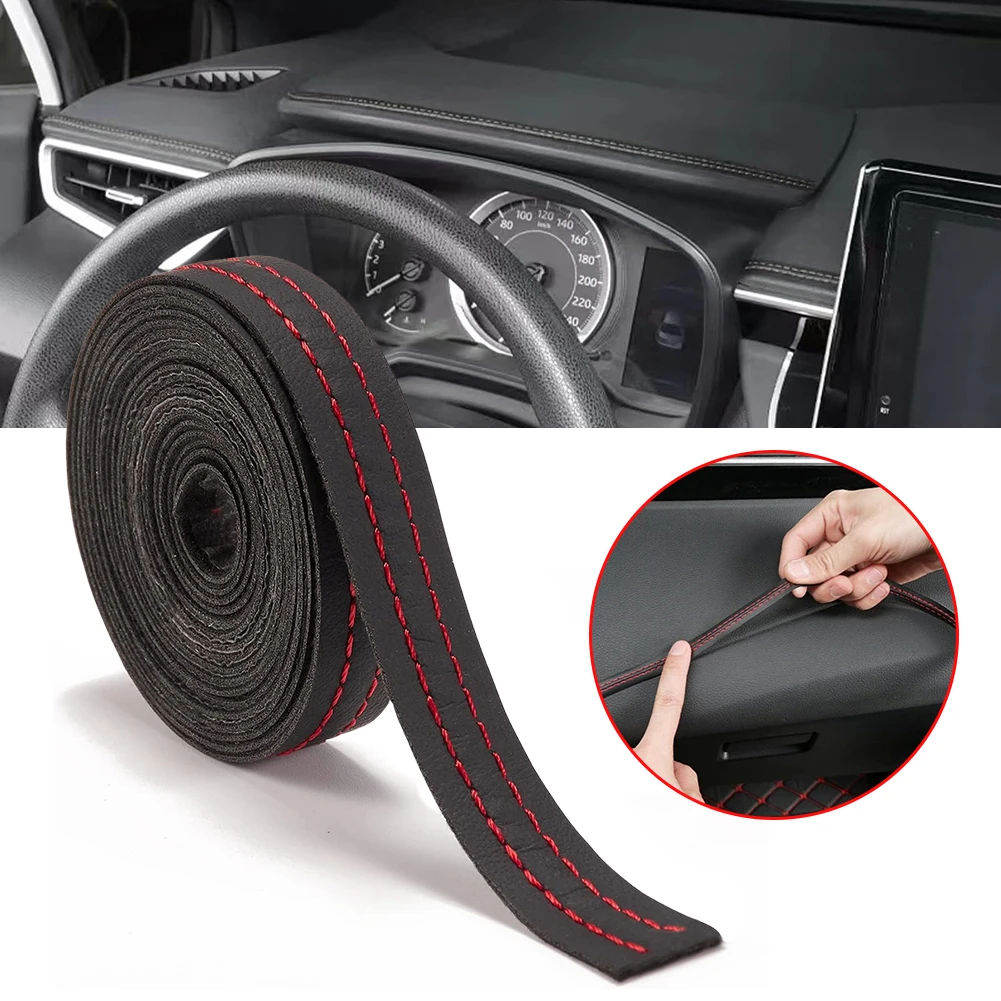 Car Mouldings Trim PU Leather Car Interior DIY Strips Self-Adhesive Dashboard Leather Decorative Line Car Interior Accessories 1