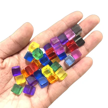 50pcs/set 8mm high quality clear Cube Dice Chess Pieces Token Square Corner Crystal Dice for Puzzle Game board game components