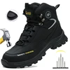 Mens Safety Shoes With Steel Toe Waterproof Boots Puncture Proof Anti-smash Mens Outdoor Work Sneakers Construction Work Shoes
