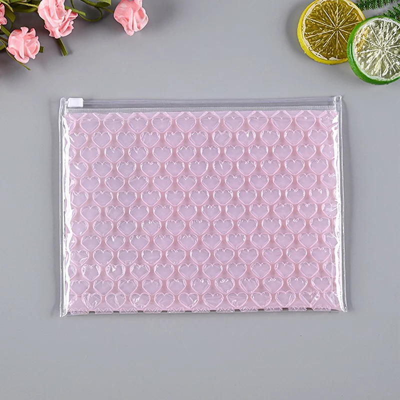 Zipper Lock Bubble Bag Pink Blue Envelope Heart Shaped Bubble