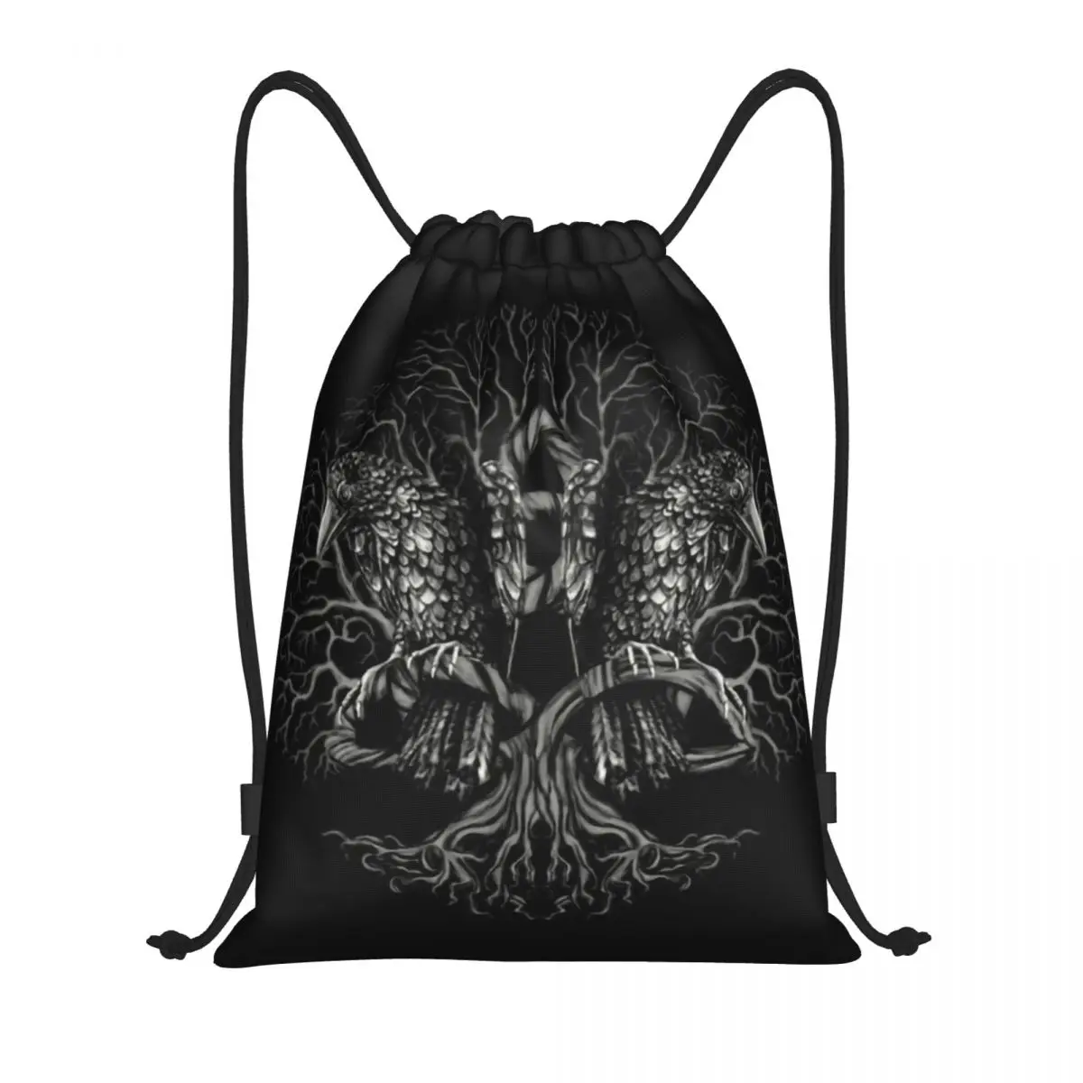 

Tree Of Life Yggdrasil With Ravens Drawstring Backpack Women Men Gym Sport Sackpack Foldable Vikings Training Bag Sack