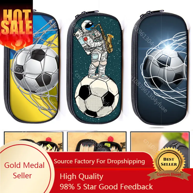 Cool Soccerly / Footbally Print  Pencil Bag woman Cosmetic Cases Boys School Bags Kids Pencil Box Case Children Stationary Bags