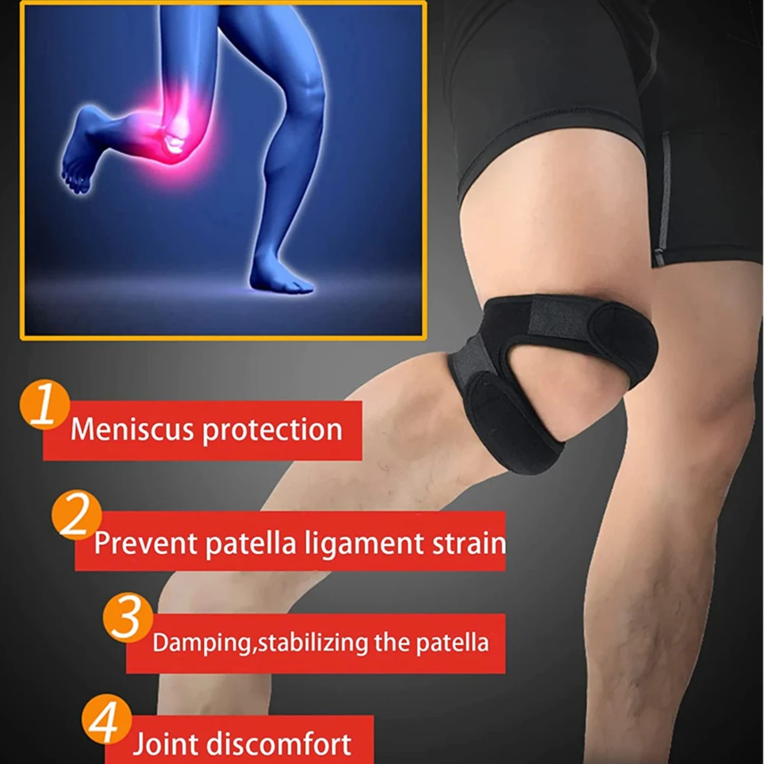 1PC Sports Knee Support Double Patella Belt Elastic Bandage Sport Knee Pads Protector Band soccer basketball Open Brace