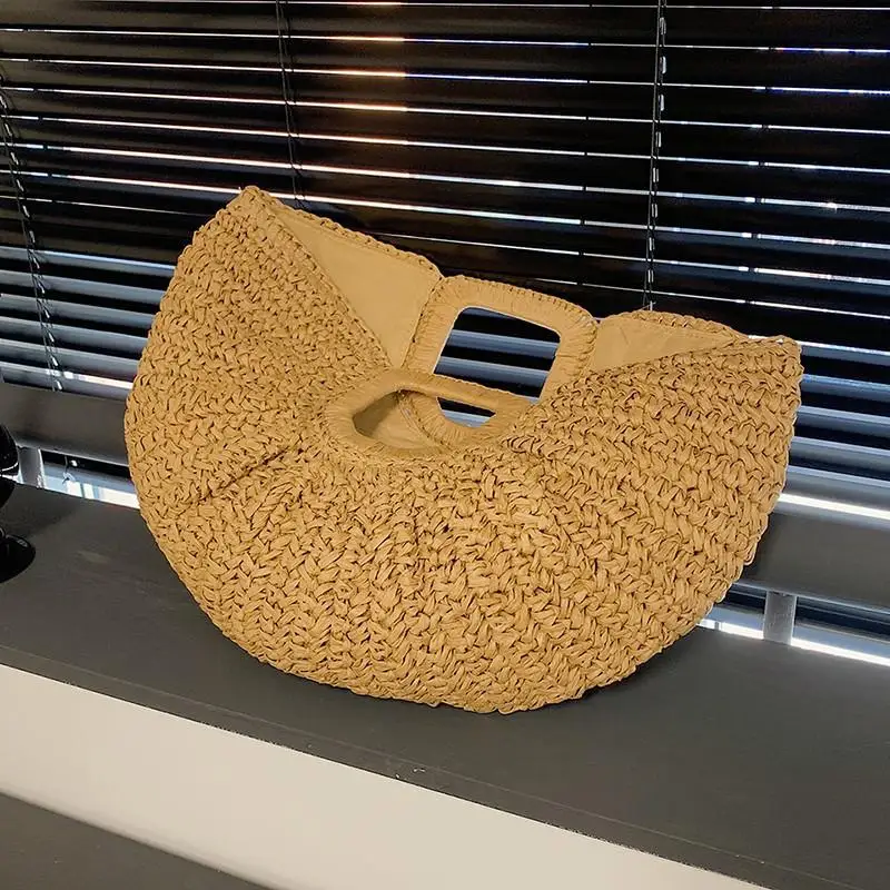 Grass Woven Handbag Fashionable Stylish Minimalist Elegant Personalized Large Capacity New Trendy and Casual Top-Handle Bag