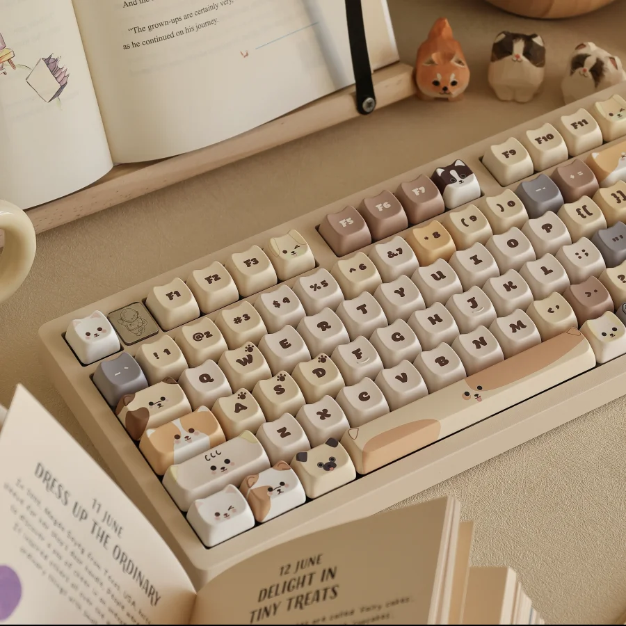 Echome Puppy Land Tema Keycap Grupo Pbt Custom Cute Cat Head Keyboard Cap Mao Perfil Key Cap para Acessórios de Teclado Mecânico - Imagem 3