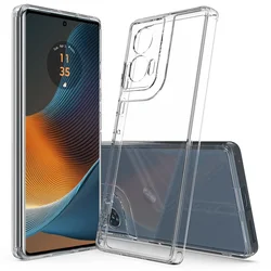 Shockproof Transparent Case with Hard PC and Soft TPU Anti-Scratch Cover for MOTO Edge 50 Fusion (Transparent)
