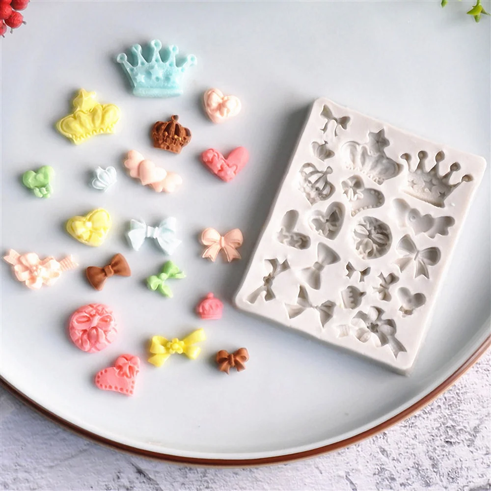 

3D Bowknots Crown Shape Silicone Chocolate Mold DIY Kitchen Baking Tool Fondant Chocolate Jelly Cake Decor Clay Resin Craft Mold