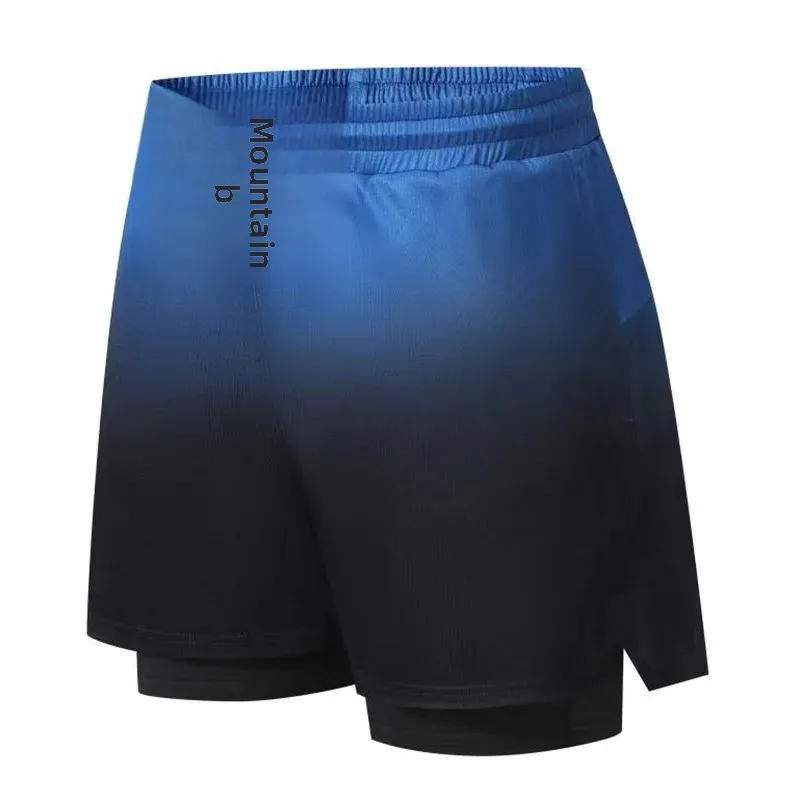 Men's Quick Dry Sports Shorts Summer Double Layer Running Pants Outdoor Fitness Training Trousers Anti-Light Leak