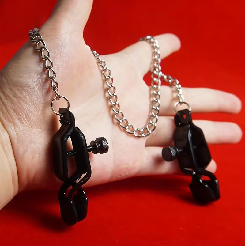 Nipple Clamps Adjustable Pressure Screw,Metal Clip On Nipples With Chains,Sex Toys for Couples,Adult Games