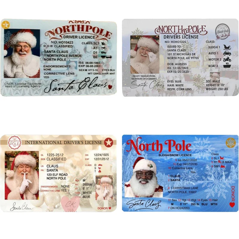 

5-1PCS Card Santa Claus Flying Licence Christmas Eve Driving Licence Christmas Gift For Children Kids Christmas Decoration