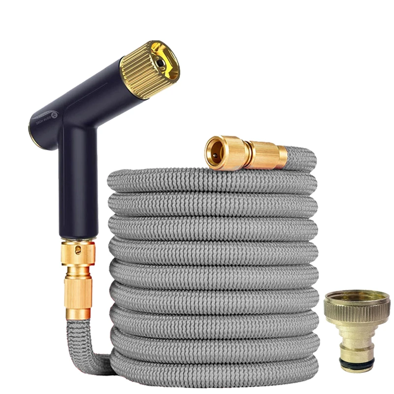 Садовий водяний шланг, що розширюється, гумовий чарівний шланг, набір водяних пістолетів на один клік для зрошення та очищення садової ферми 25-125 футів