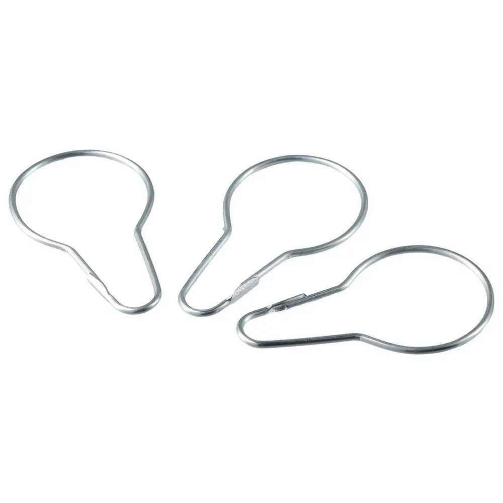 

50pcs Silver Shower Curtain Rings Hooks Easy To Use 2.67*1.49 Inch Stainless Steel Household Clasps Gourd Buckle Kitchen