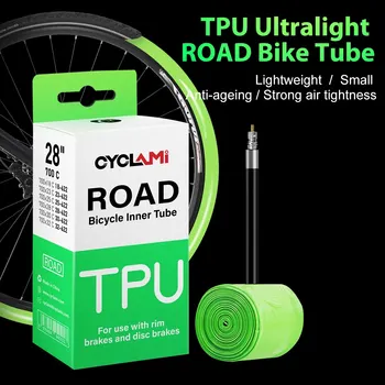 Camera d'aria ultraleggera CYCLAMI 30g in TPU per bici da strada 700C 18-32, lunghezza 45mm 65mm 85mm, valvola francese