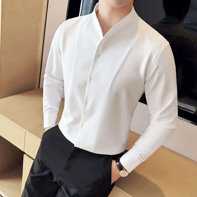 

Shirts Men Dress Spring High Quality Shirts Slim Men's Business Formal Social Long Sleeve Men Casual Chemise Homme Tuxedo Shirts