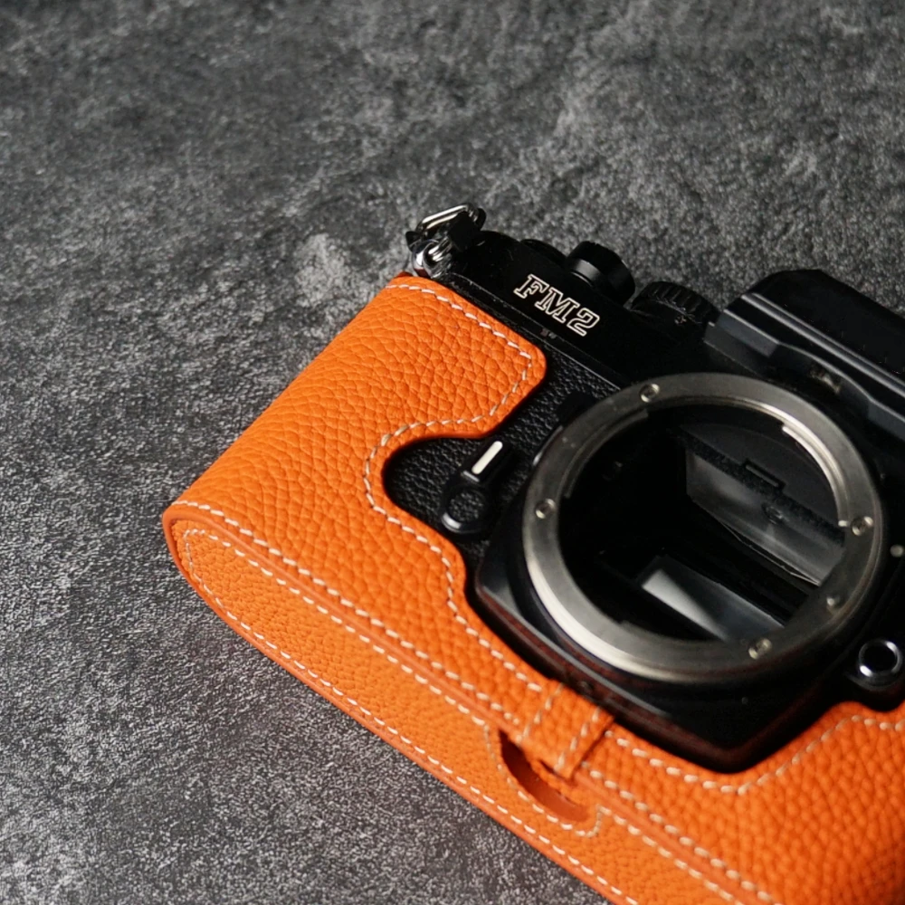 가죽 카메라 하프 케이스 필름 카메라 Nikon FM2 케이스 FM/FM2N/FE/FE2 안티 드롭 보호 케이스 용 가죽 소 가죽 가방
