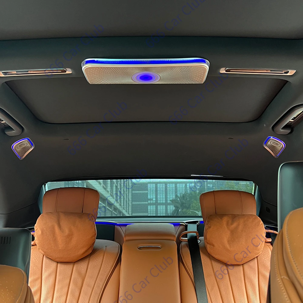 64 색상 메르세데스-벤츠 S 클래스 W223 S450L S500 S480 S680 LED 스피커 커버 4D 회전 트위터 용 자동차 지붕 서라운드 스피커