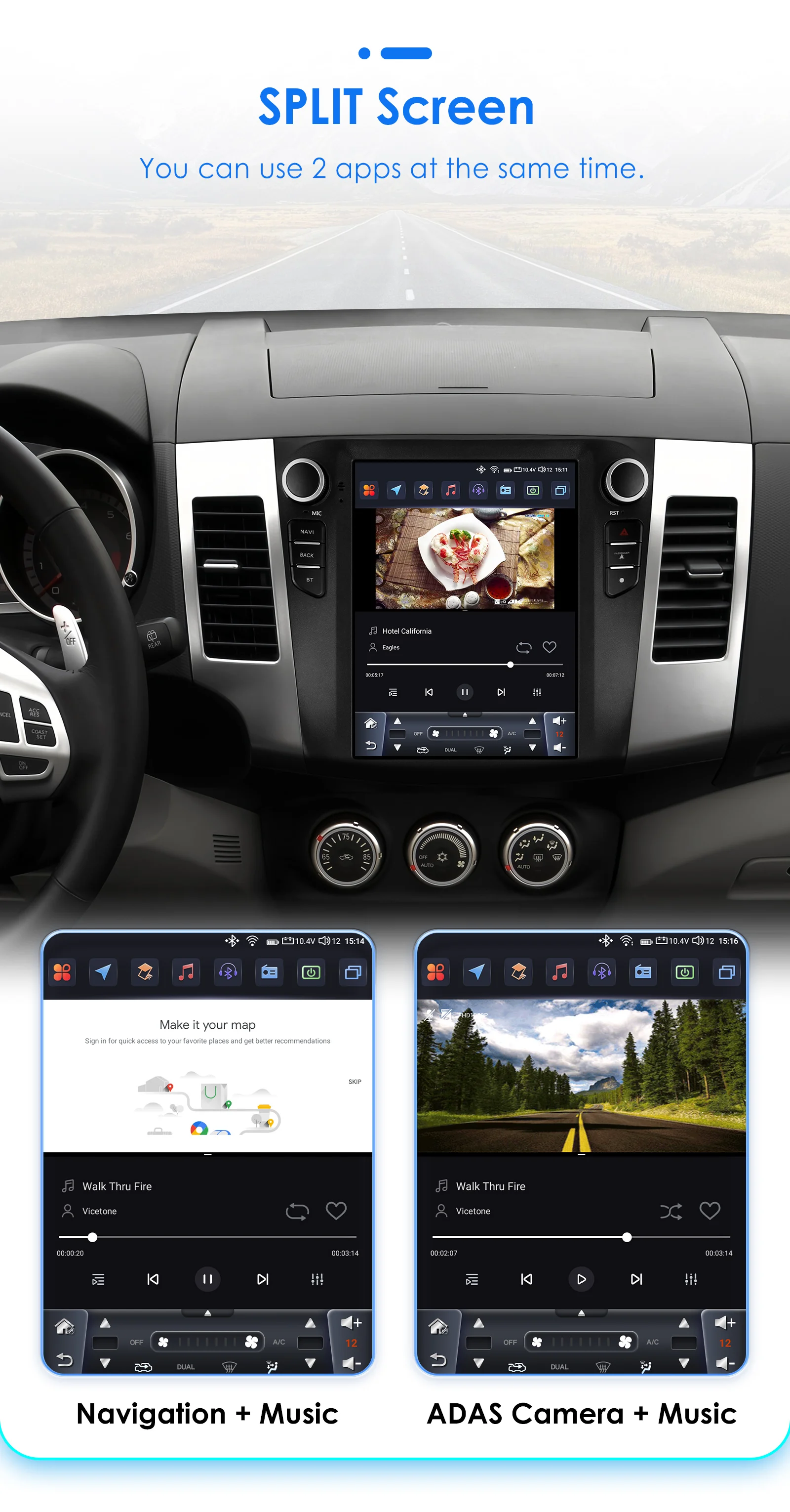 Hizpo For Tesla Style 8 Core Car Radio for Mitsubishi Outlander 2008-2011 Multimedia 2Din Android 4G Carplay GPS 9.7