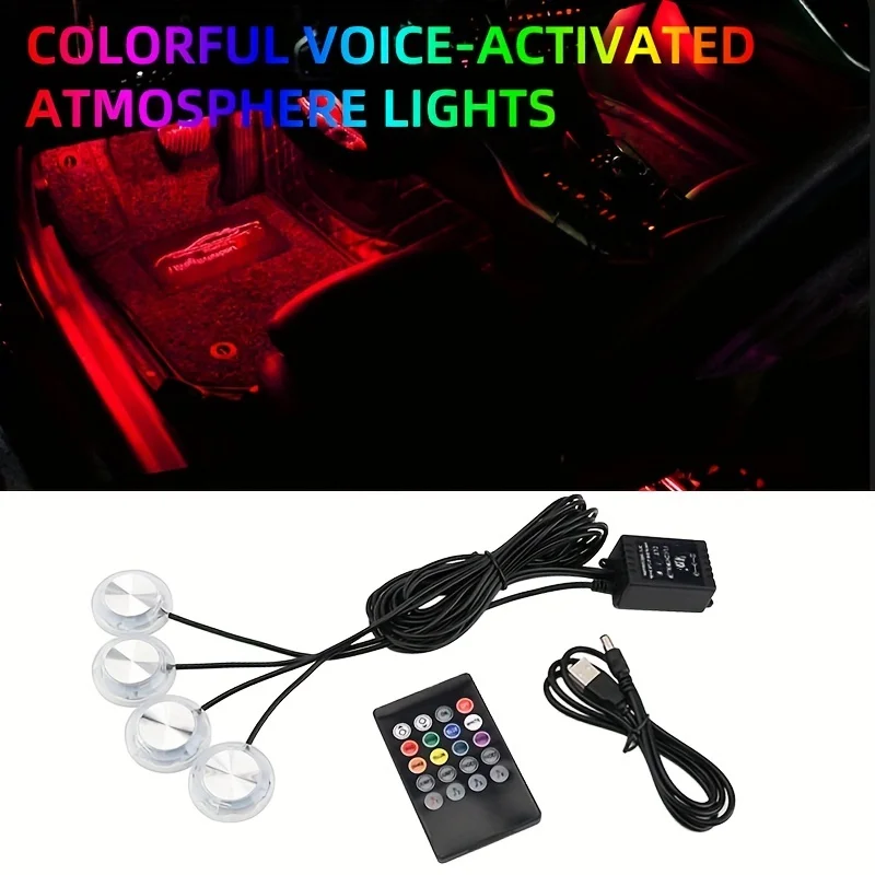 

Подсветка для автомобиля, RGB лампа с подсветкой для ног, беспроводная Подсветка USB, декоративные лампы для создания атмосферы в интерьере