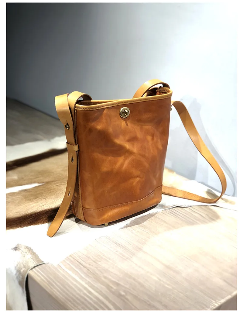 Pndme Mode Luxus Natur Echt leder Damen Eimer Umhängetasche Designer Original Damen High-End echte Rindsleder Handtasche – Detail 9