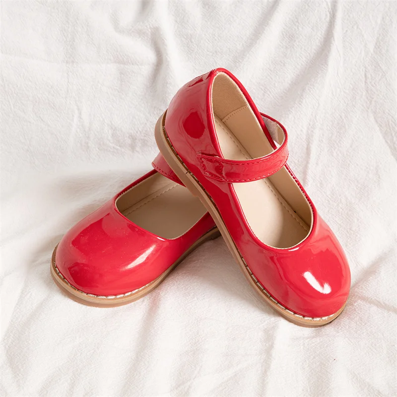 KIDSUN Black Fashion Children's Shoes Girl Formal Buckle Rubber Sole Leather Princess Dress Shoes Classic Size 21-32 2