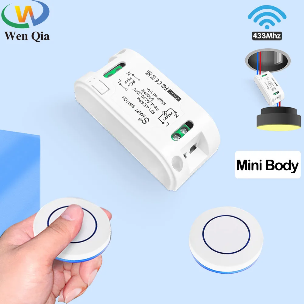 Rf 433Mhz Wireless Smart Light Switch Mini Wall Panel Switch Con Telecomando Mini Ac 110V 220V 230V Relè Ricevitore Light Fan