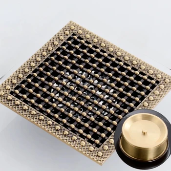 โบราณป้องกันกลิ่นท่อระบายน้ําชั้น 15*15 ซม.ระเบียงกลางแจ้งห้องน้ําท่อระบายน้ําป้องกันแมลงทองเหลืองท่อระบายน้ําระบายน้ําขนาดใหญ่ 1