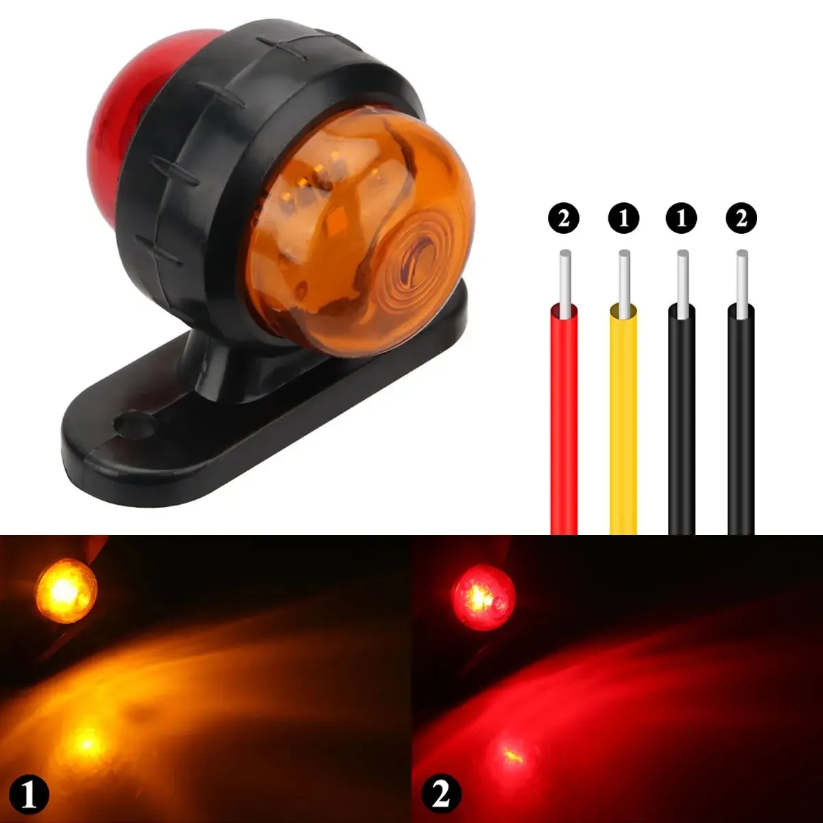 Truck Side Light 2PCS Dual Color 12 24V Universal For Truck Warning Safety Indicator Lamp Car Signal LED