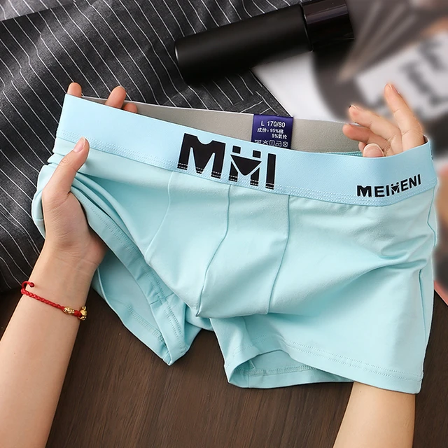 Men U Convex Pouch Boxer Trunks Solid Underwear Male Breathable