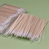 100/300 PCS/Ear Care Clean Wood Handle Pointed Tip Head Cotton Semi Permanent Eyebrow Eyelash Tattoo Thread Beauty Makeup Remove 5