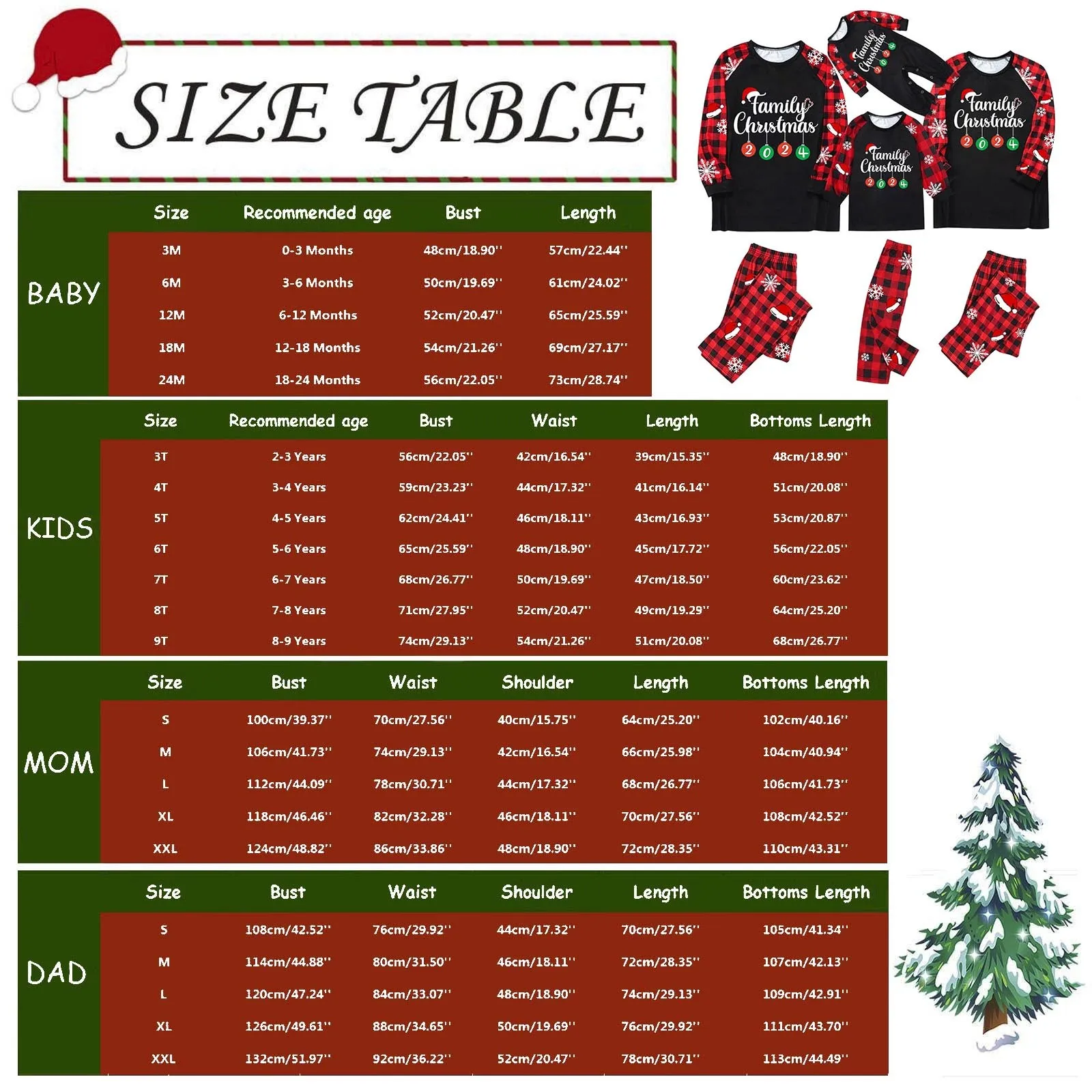 thumbnail image 4 of Pijamas familiares a juego para Navidad 2025, 2 piezas, camisetas de manga larga con estampado a cuadros, pantalones, ropa de Año Nuevo para Papá Noel, pijamas para papá, 4 of 5