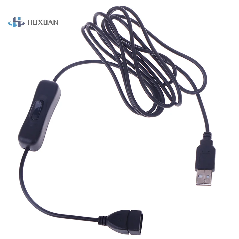 USB 케이블 수-암 스위치 온 오프 케이블 토글 LED 램프 전력선 2m, 1PC